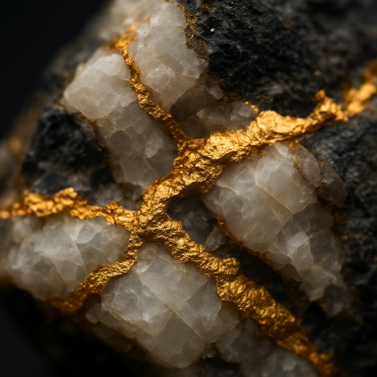 Gold veins in quartz